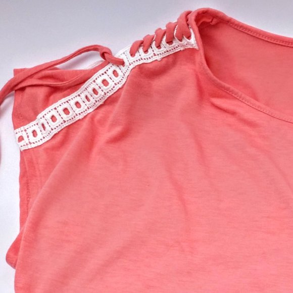 Short Sleeve Lace Up Shoulder Shirt Women M - Picture 3 of 3